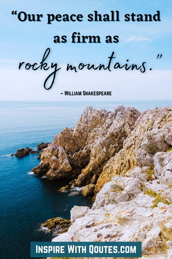 beautiful picture of the mountains with the quote about our peace standing firm as the rocky mountains